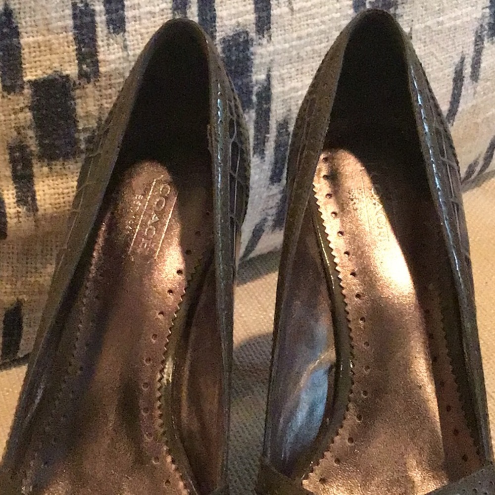 COACH Leather Peeptoe Pumps - Picture 4 of 9